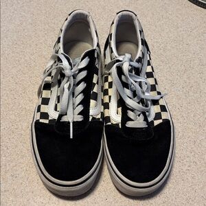 Vans Checkerboard Black and White Sneakers Lace Up Size 8.5